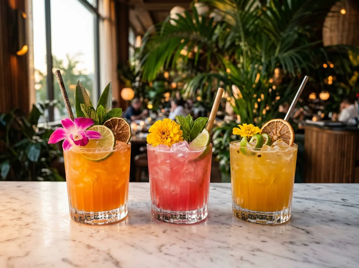 Signature cocktails at Mystic Caribbean bar